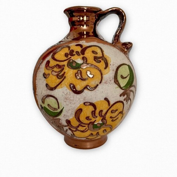 Vintage Bronze Floral Vase Jug Made in Marbella Ceramic Pottery - Picture 4 of 8